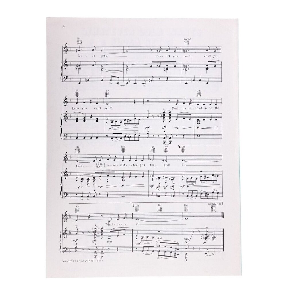 Vintage Whatever Lola Wants Lola Gets Sheet Music 1955 Damn Yankees Adler Ross - Picture 6 of 6
